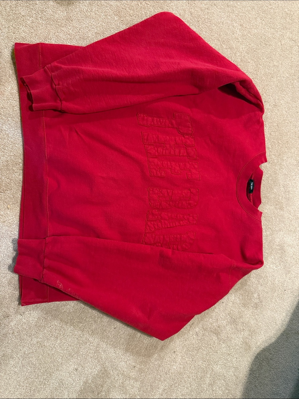 The Bar Red Embroidered Logo Crewneck Sweatshirt